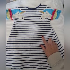 Mini Boden Unicorn Striped Tunic Dress 2-3 Y